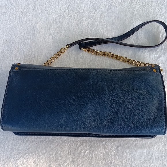 Michael Kors Dark Blue Clutch with Gold Accents - Picture 2 of 7